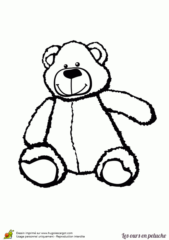 Coloriage D’un Gros Ours En Peluche à Nounours Dessin A Imprimer