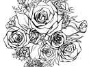 Coloriage D’un Magnifique Bouquet De Roses Pour Saint pour Coloriage Bouquet De Fleurs A Imprimer