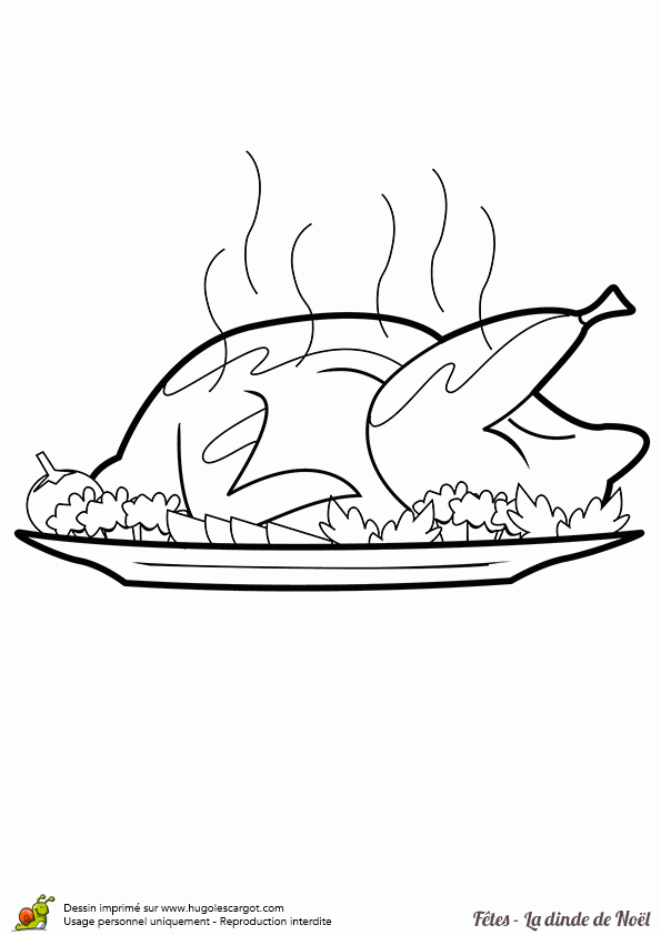 Coloriage D’une Dinde De Noël Toute Chaude Prête À Régaler intérieur Dessin Dinde