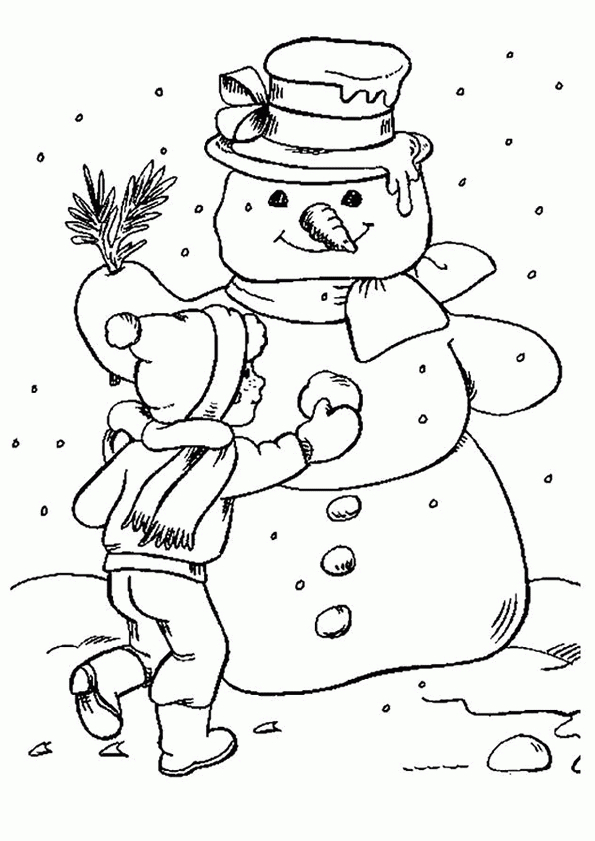 Coloriage Enfant Bonhomme Neige Coloriage Sur à Colorage Enfant