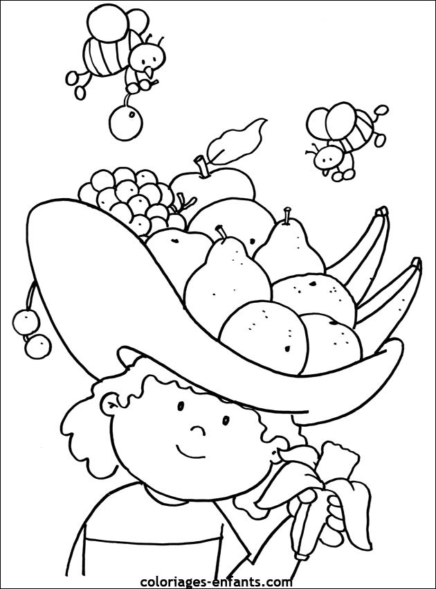 Coloriage Fruit Et Abeilles Dessin Gratuit À Imprimer tout Coloriage Fruits Et Legumes