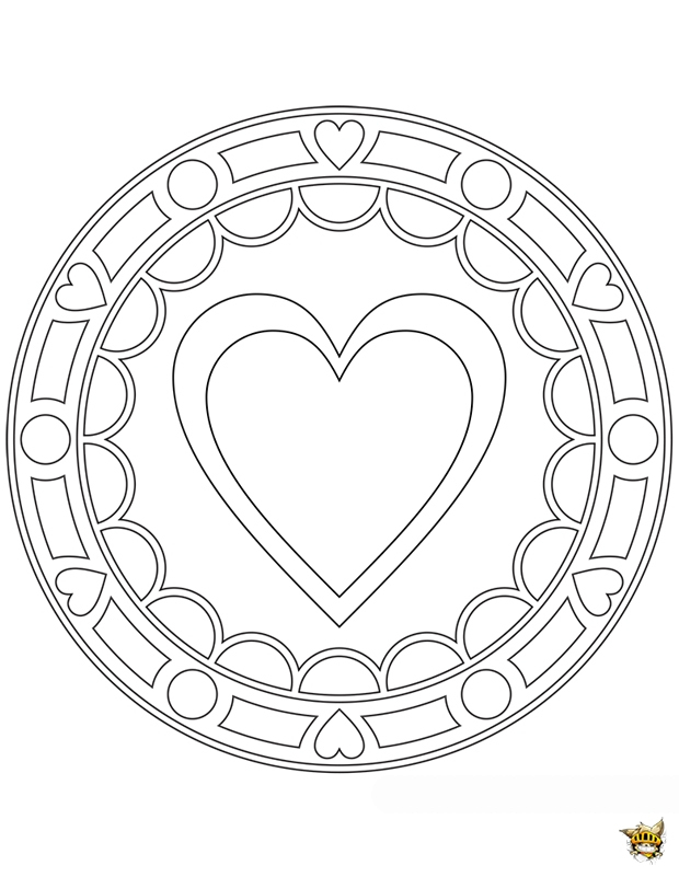Coloriage Gros Coeur Mandala Sur Ludinet.fr tout Coloriage Coeur À Imprimer Gratuit