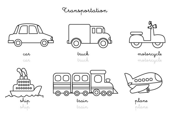 Coloriage-Imagier En Anglais : Transportation Vocabulary à Coloriage Anglais