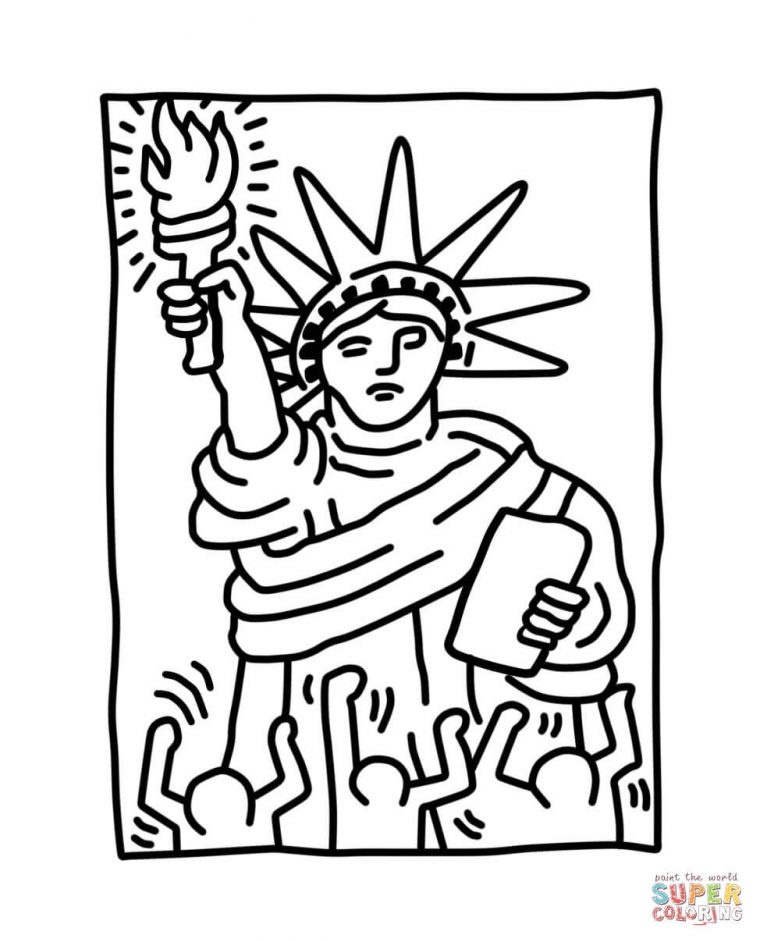 Coloriage – La Statue De La Liberté Par Keith Haring à Statue De La Liberté Dessin