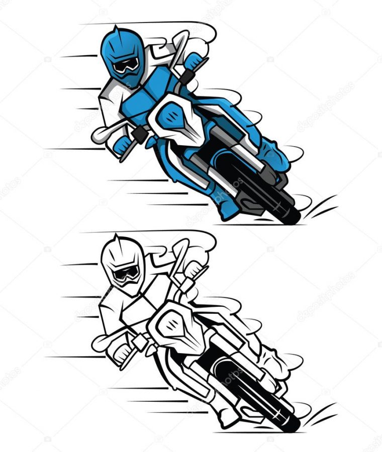 Coloriage Livre Moto Cross Personnage De Dessin Animé dedans Coloriage De Moto Cross