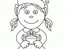Coloriage Lutin Fille Avec Petit Cadeau Sur Hugolescargot pour Coloriage De Petite Fille À Imprimer