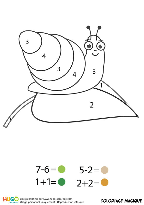 Coloriage Magique Cp : Un Escargot Sur Une Feuille avec Feuille De Coloriage À Imprimer