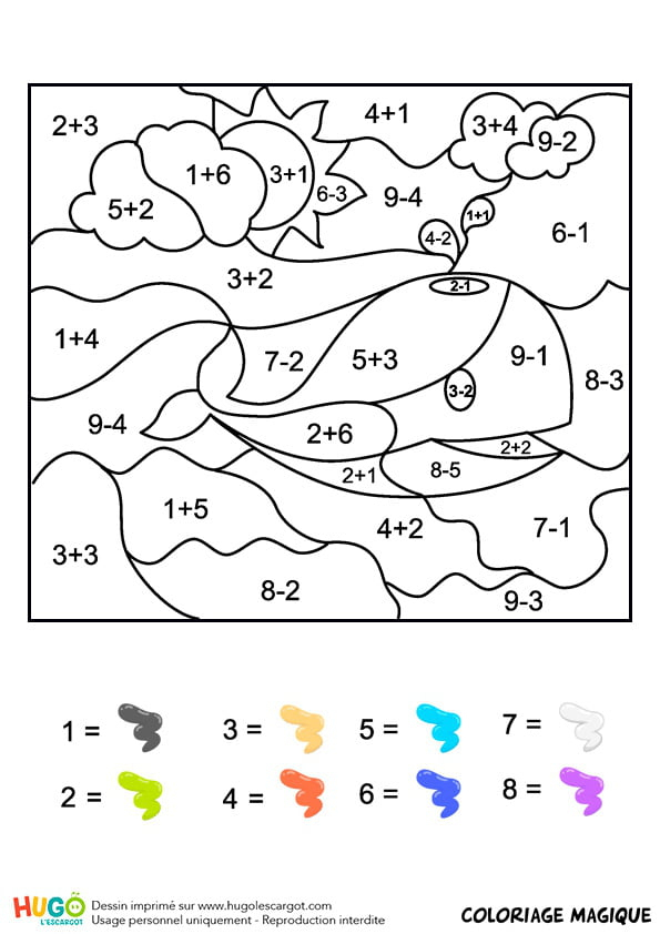 Coloriage Magique Cp : Une Baleine concernant Coloriage Magique Cp