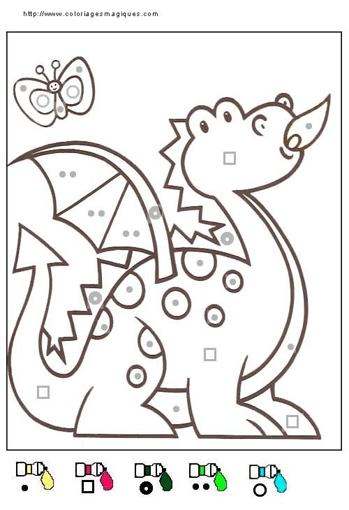 Coloriage Magique Dragon, Niveau Maternelle | Ecole Tap pour Coloriage Numéroté Maternelle
