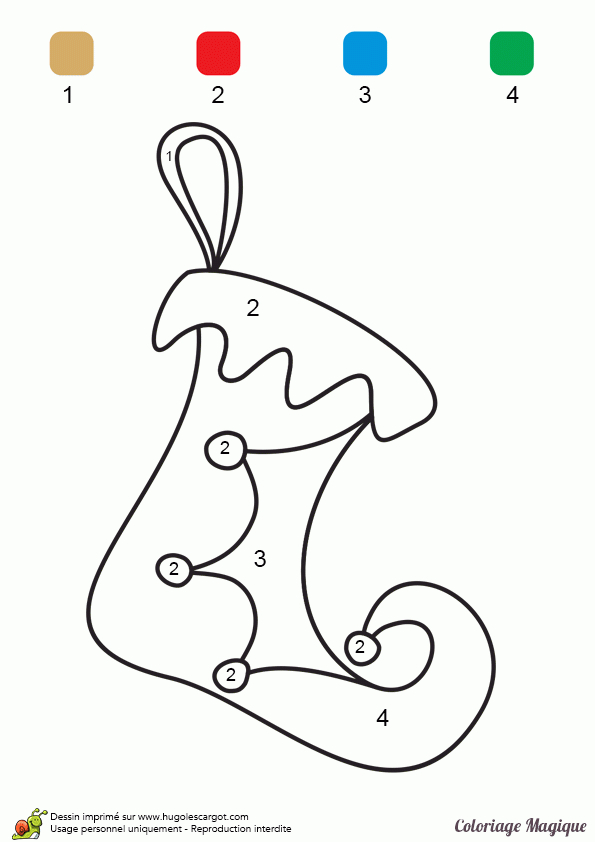 Coloriage Magique Maternelle, Une Chaussette De Noël avec Coloriages Magiques Noel
