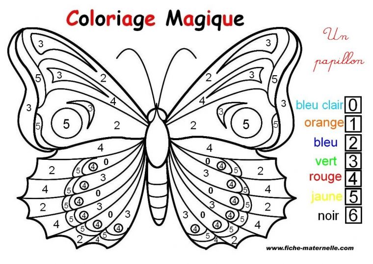 Coloriage Magique : Un Papillon | Coloriage Papillon destiné Papillon Dessin Facile