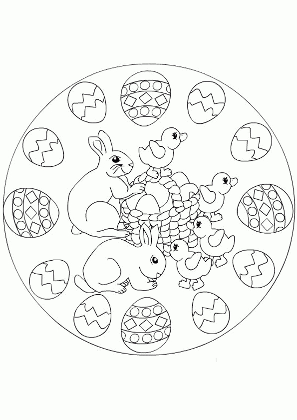 Coloriage Mandala Paques Lapins Oeufs Sur Hugolescargot concernant Oeufs De Paques Coloriage A Imprimer
