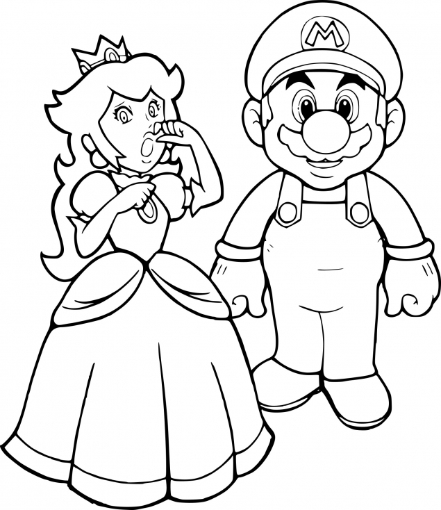 Coloriage Mario Et Peach À Imprimer concernant Coloriage De Mario Et Luigi