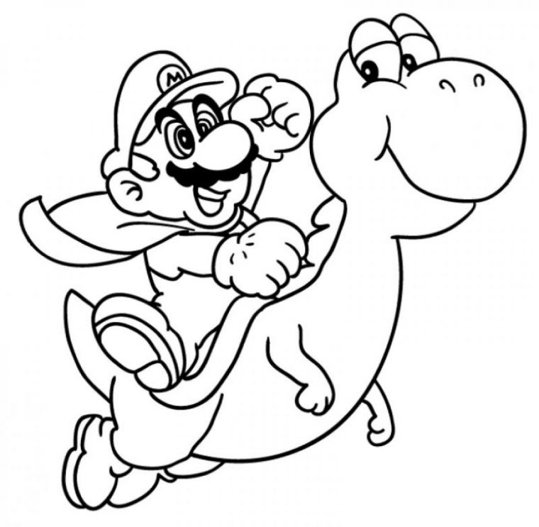 Coloriage Mario Et Yoshi | Imprimer Et Obtenir Une tout Dessin À Imprimer Mario