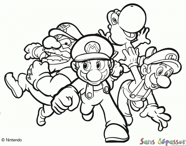 Coloriage Mario, Luigi, Yoshi Et Wario - Sans Dépasser concernant Coloriage De Mario Et Luigi