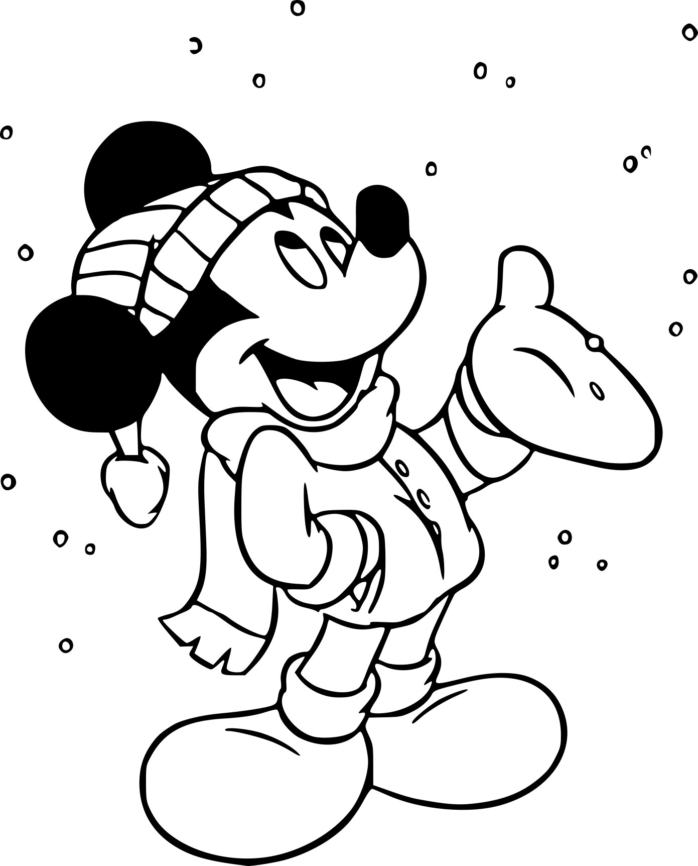 Coloriage Mickey En Hiver Sous La Neige À Imprimer intérieur Coloriage Mickey