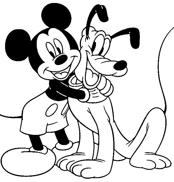 Coloriage Mickey Étreint Pluto Dessin Gratuit À Imprimer pour Dessin À Colorier Mickey