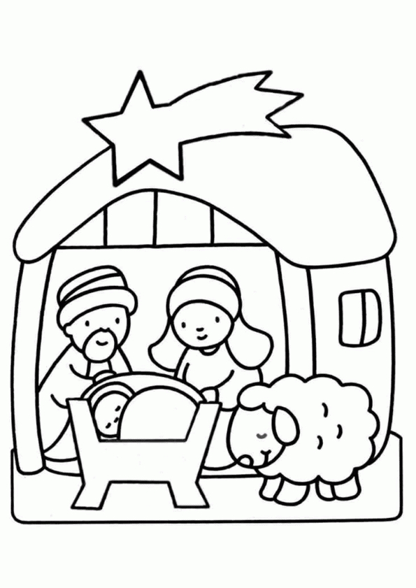 Coloriage Noel Crèche Et Etoile De Jésus dedans Dessin Creche De Noel Gratuit