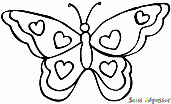 Coloriage Papillon Coeurs - Sans Dépasser encequiconcerne Dessin Petit Papillon