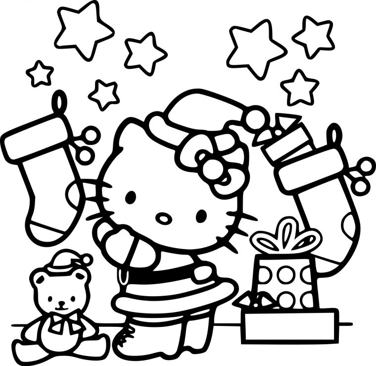 Coloriage Père Noël Hello Kitty À Imprimer Sur Coloriages intérieur Dessin Hello Kitty À Imprimer