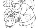 Coloriage Père Noël Offre Un Cadeau À Une Petite Fille concernant Dessin Creche De Noel Gratuit