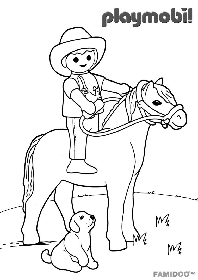 Coloriage Playmobil Cowboy – Coloriage Playmobil serapportantà Colorage Enfant