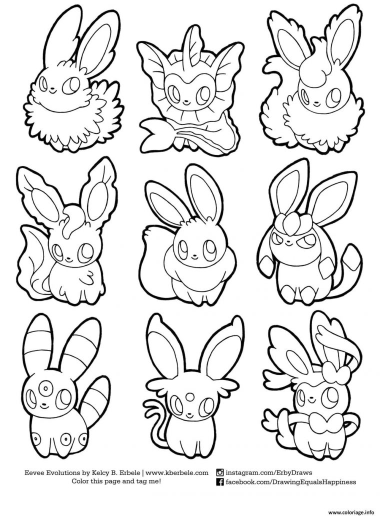 Coloriage Pokemon Eevee Evolutions List Dessin À Imprimer intérieur Coloriage Pokemon Evoli