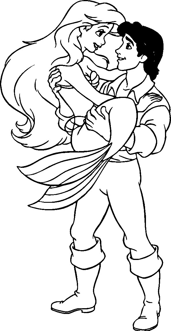 Coloriage Prince Eric Prend Princesse Ariel En Ses Bras tout Princesse À Colorier Et Imprimer