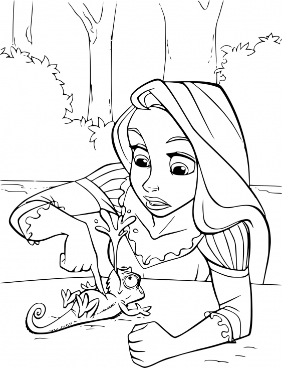 Coloriage Raiponce Et Pascal À Imprimer Sur Coloriages intérieur Coloriage À Imprimer De Raiponce