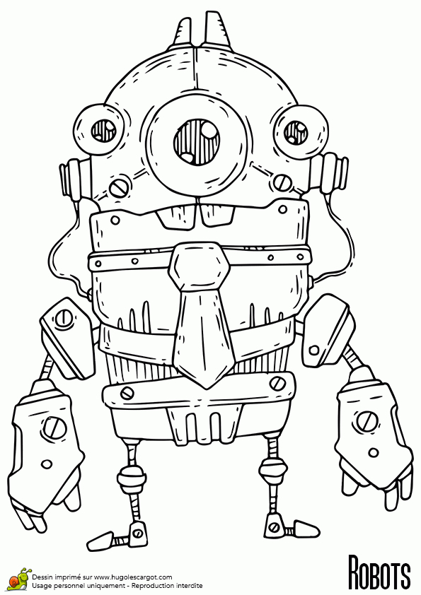 Coloriage Robot Nez De Clow Sur Hugolescargot dedans Dessin Robot À Imprimer