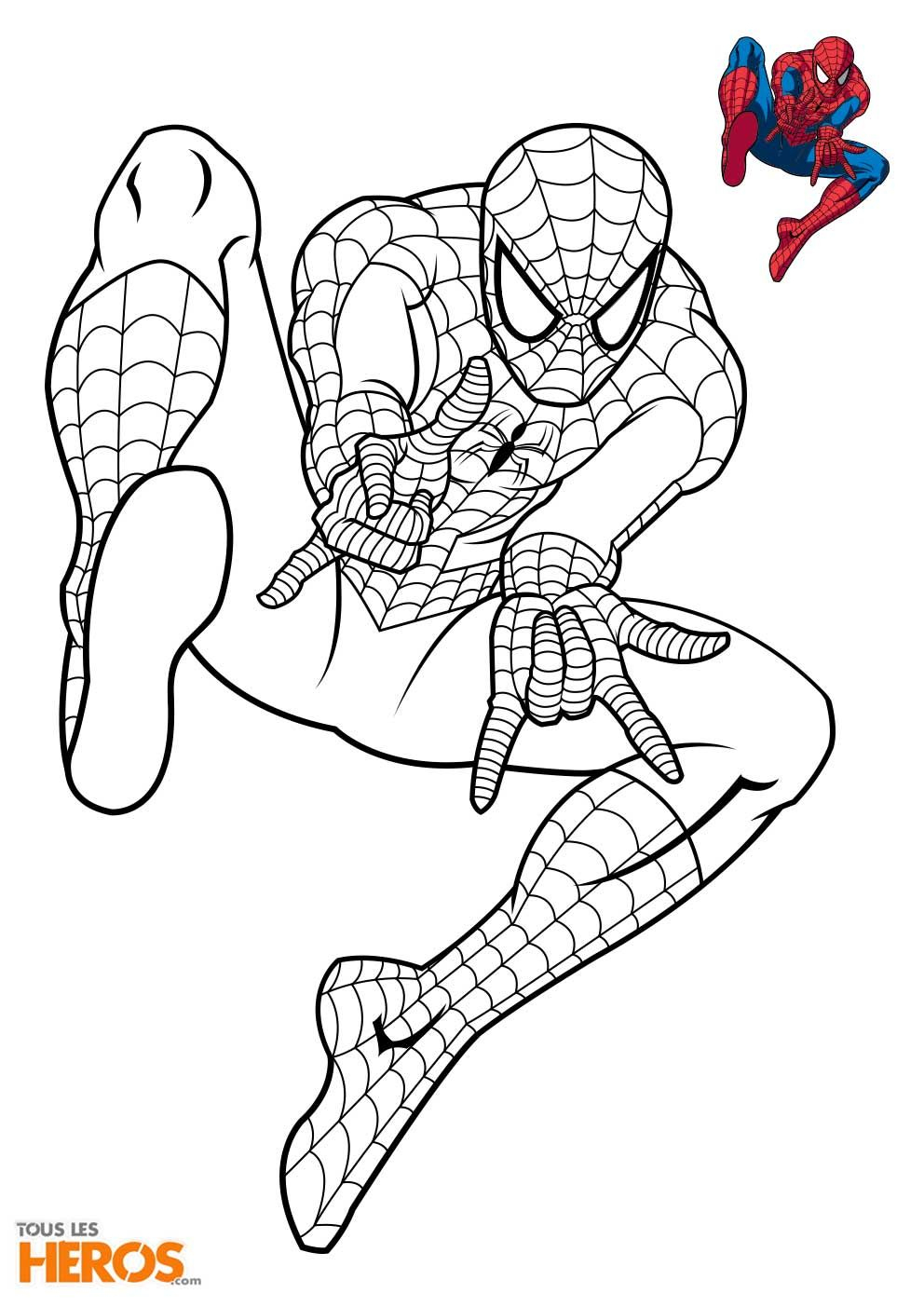 Coloriage Spiderman Avec Le Signe Qu'Il Fait avec Coloriage Spiderman