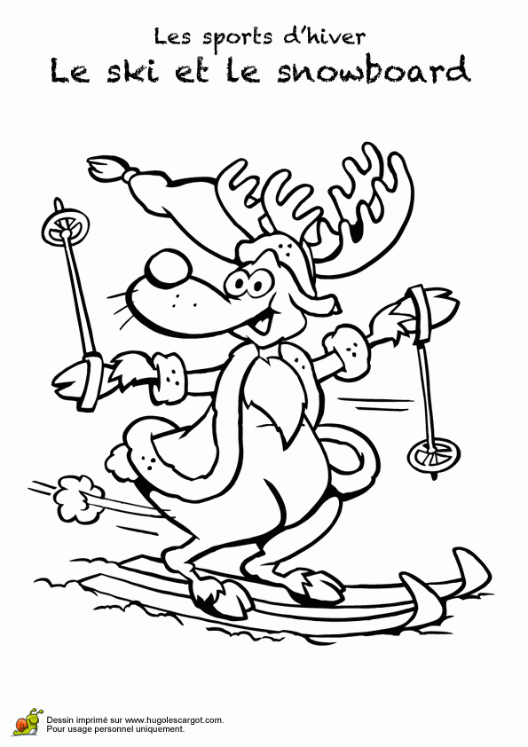 Coloriage Sport D'Hiver Le Renne Skieur avec Coloriage Hiver A Imprimer Gratuit