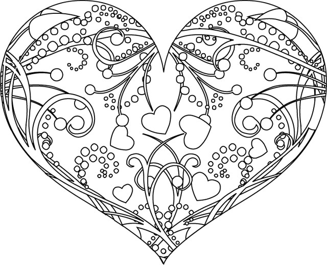 Coloriage St-Valentin Coeur Magnifique Dessin Gratuit À concernant Coloriage Coeur À Imprimer Gratuit