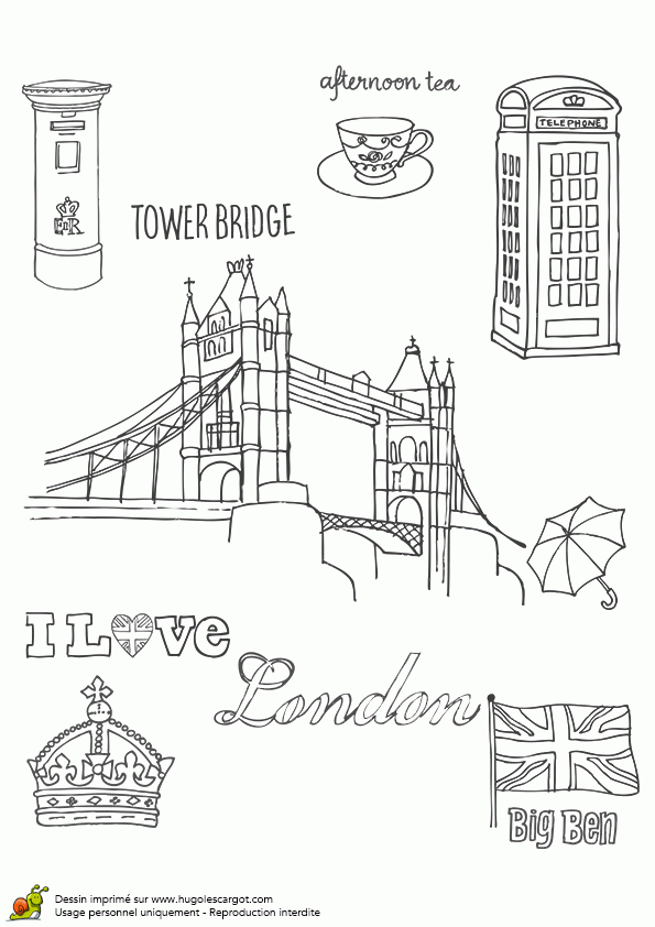 Coloriage Tower Bridge De Londres pour Drapeau De L Angleterre À Colorier