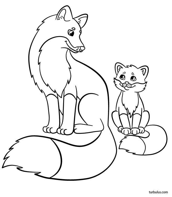 Coloriage, Un Renard Et Son Renardeau - Turbulus, Jeux avec Coloriage Renard