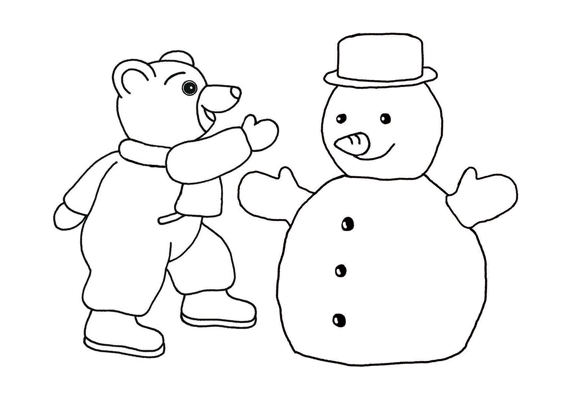 Coloriages À Imprimer - Hiver - Petit Ours Brun dedans Dessin Ours Facile