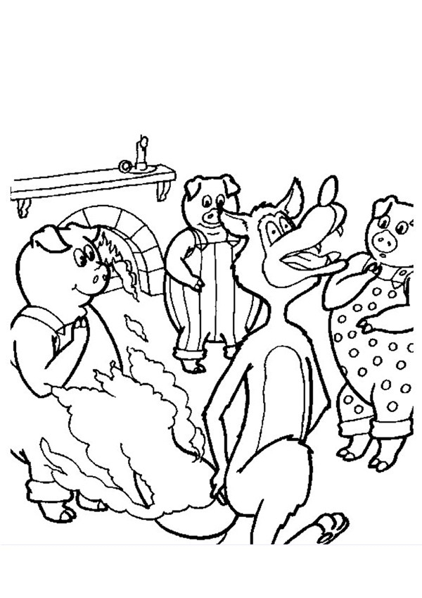 Coloriages Coloriage Du Loup Et Les 3 Petits Cochons – Fr dedans Dessin Des 3 Petit Cochon