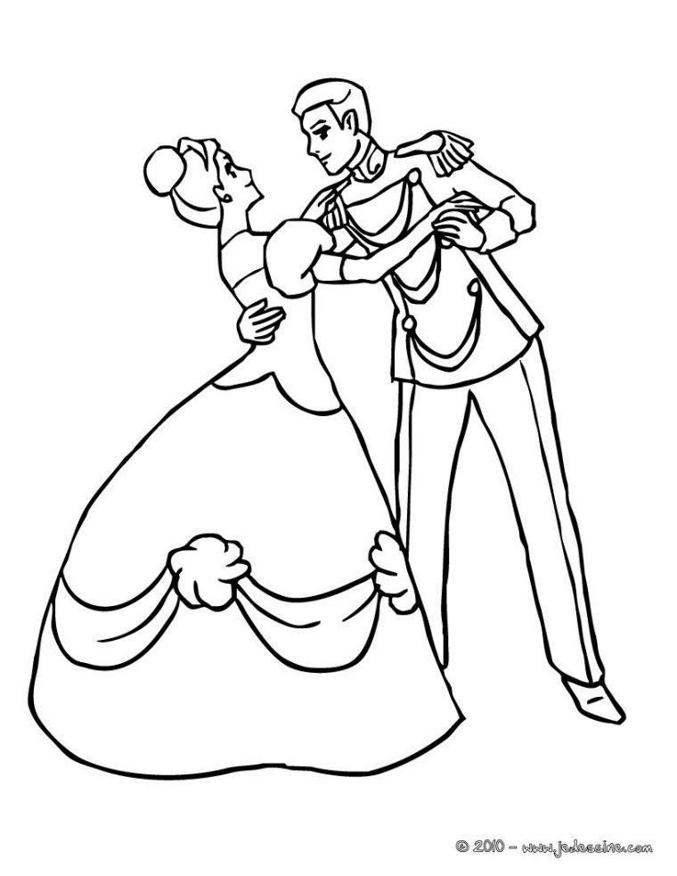 Coloriages La Princesse Et Le Prince Dansent Ensemble – Fr à Coloriage Princesse