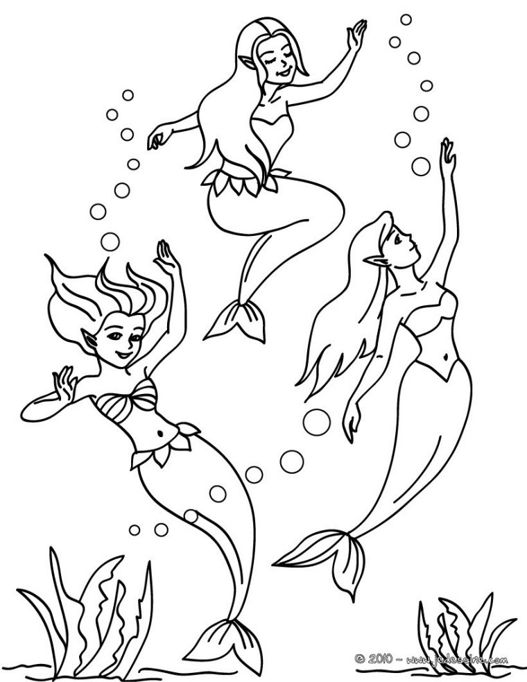 Coloriages Les Belles Sirènes Dansent Sous La Mer – Fr pour Coloriage Sirene