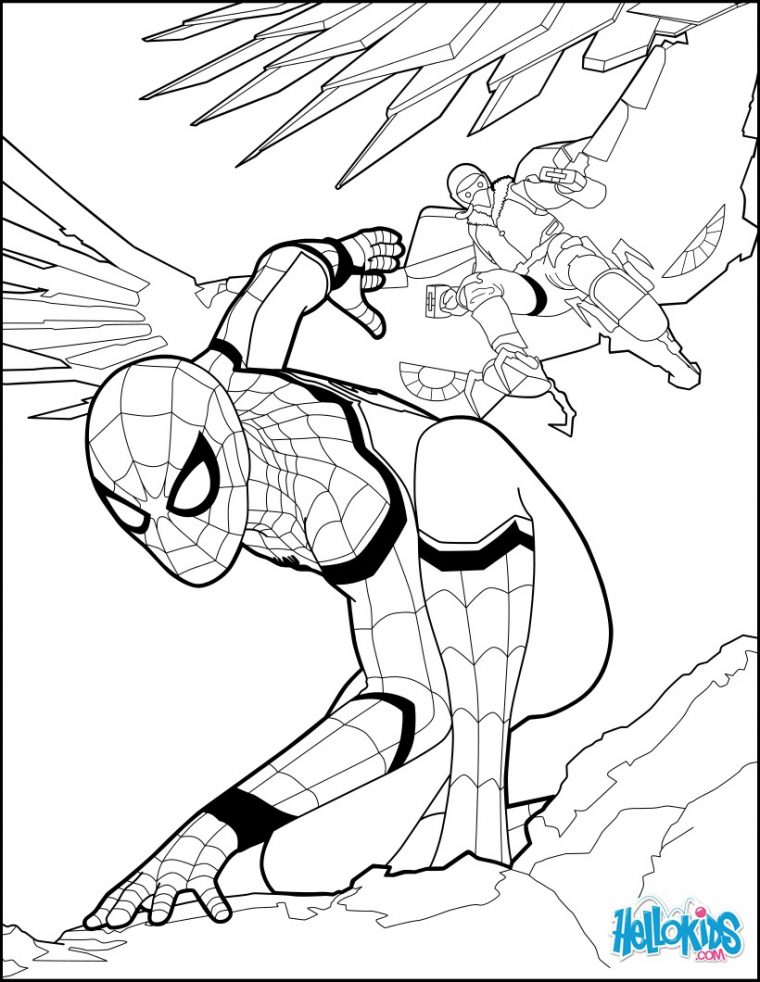 Coloriages Spiderman Homecoming 1 – Fr.hellokids serapportantà Coloriage De Spiderman Noir