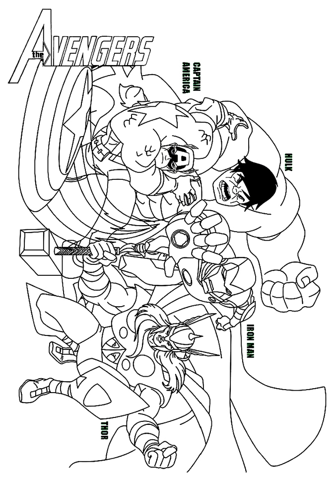 Coloriages The Avengers – Thor Hulk Capt America Et Iron destiné Coloriage Avengers A Imprimer