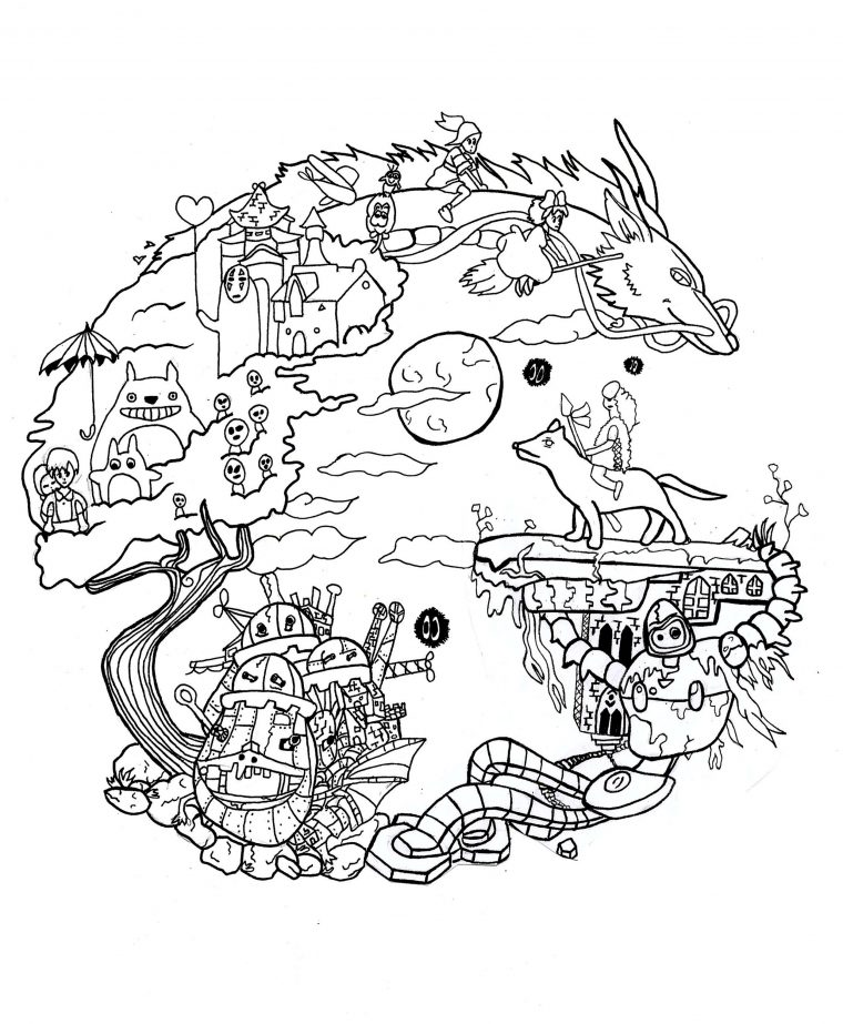Coloring Page Reproduction Of A Fanart Of Studio Ghibli avec Coloriage Totoro A Imprimer