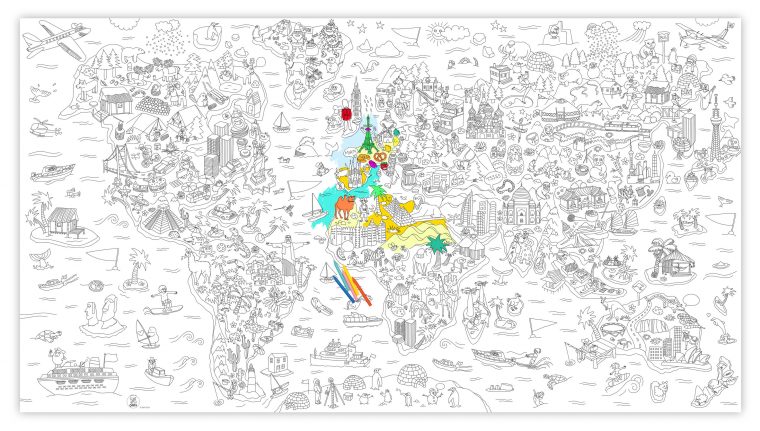 Colouring Poster Xxl Atlas By Omy Design & Play – White à Coloriage Omy Paris