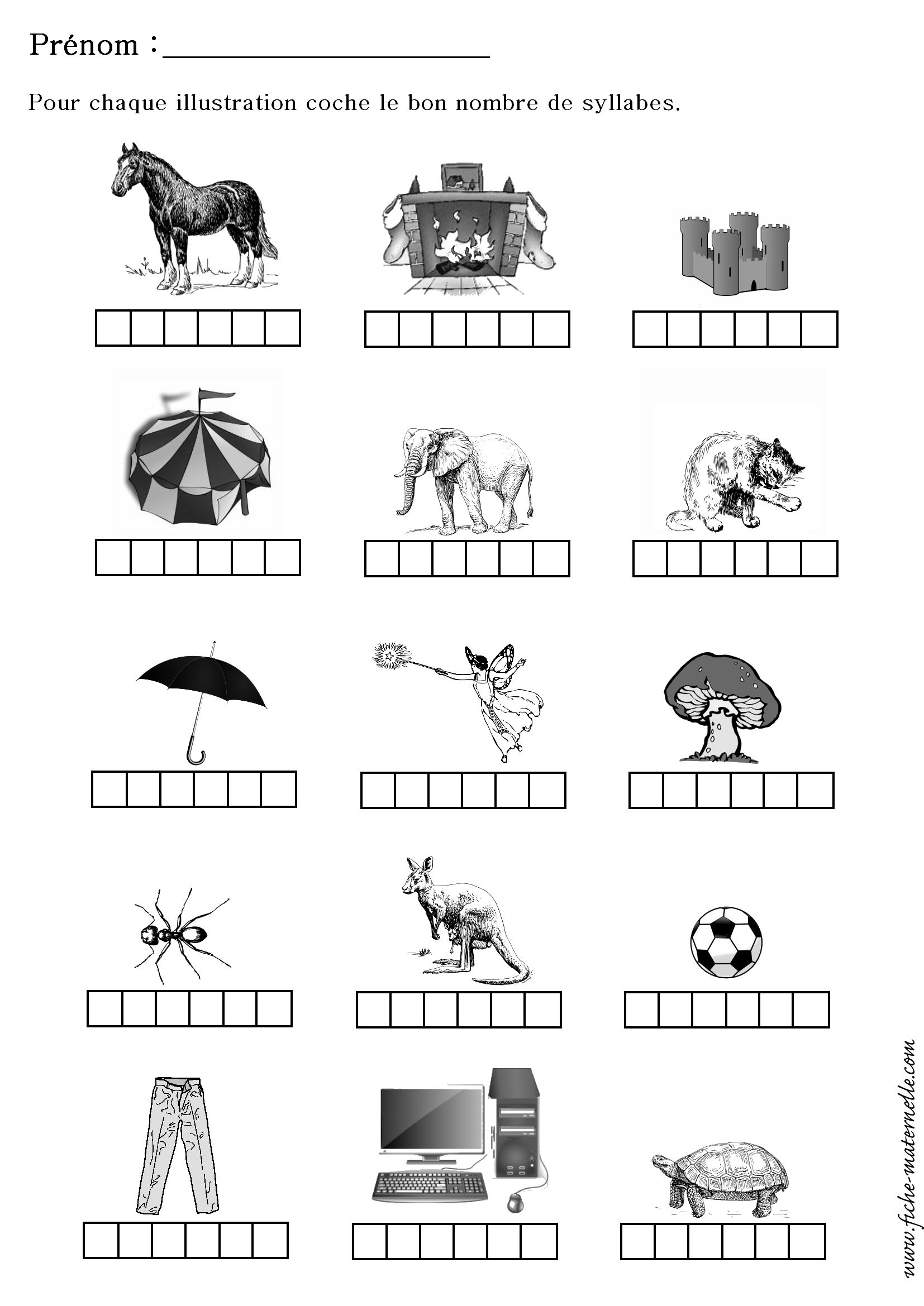 Compter Le Nombre De Syllabes D'Un Mot | Maternelle avec Fiche Exercice Grande Section