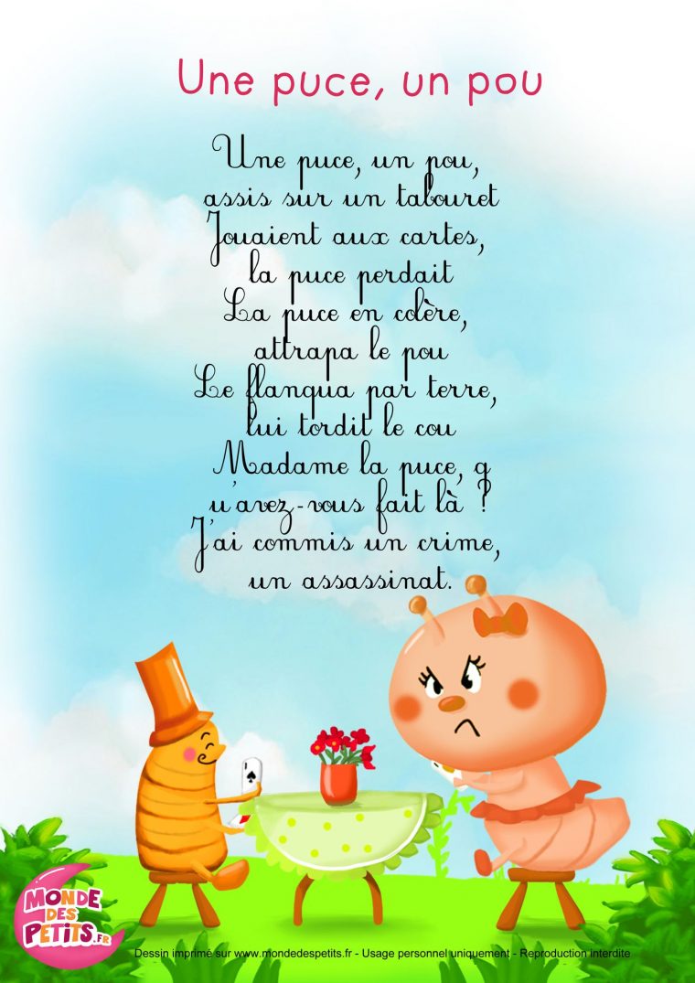 Comptine-Paroles-Puce (1400×1980) | Comptines à Parole Famille Tortue