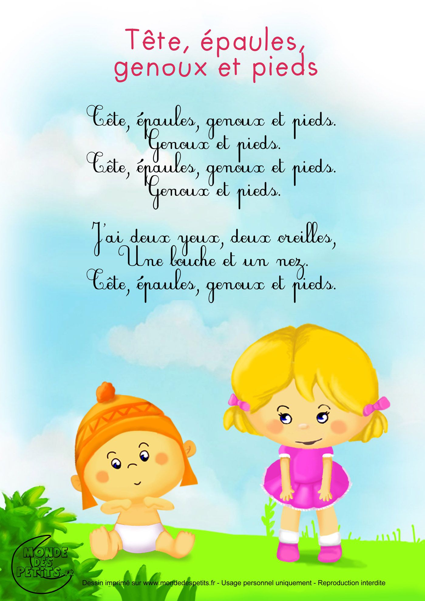 Comptine-Paroles-Tete-Epaule. (Avec Images) | Comptines avec Les Chanson De Bebe