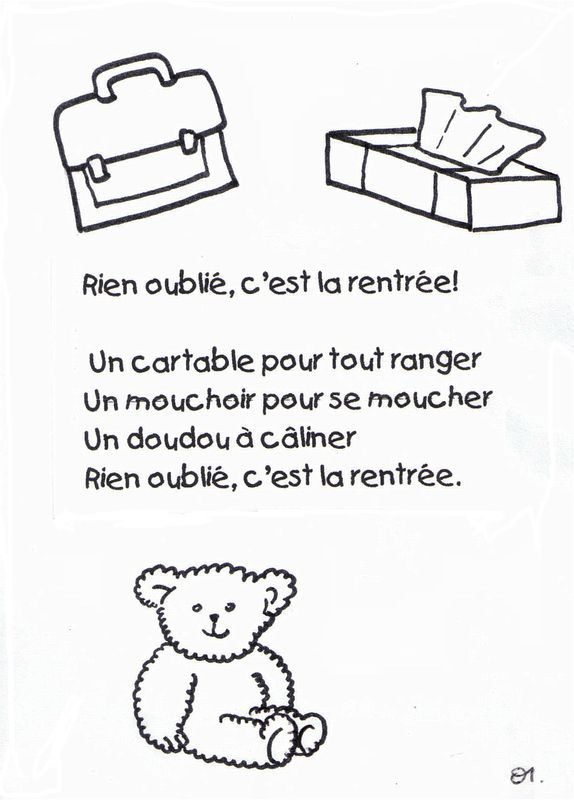 Comptine Pour La Rentrée : Alors, Rien Oublié | Comptine pour Chant Rentr?E Grande Section
