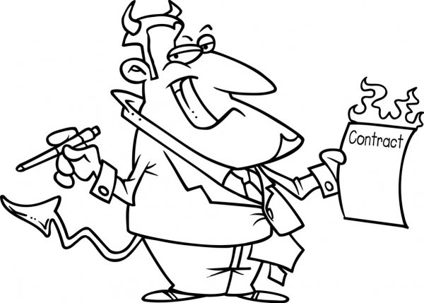 Contrat Commercial De Dessin Animé — Image Vectorielle tout Dessin Du Diable