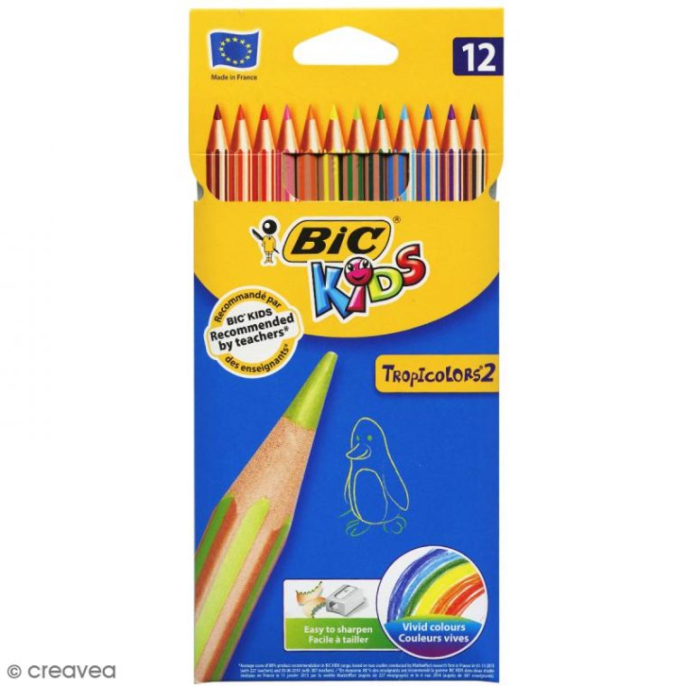 Crayons De Couleur Bic Kids Tropicolor – 12 Crayons concernant Crayon De Coloriage