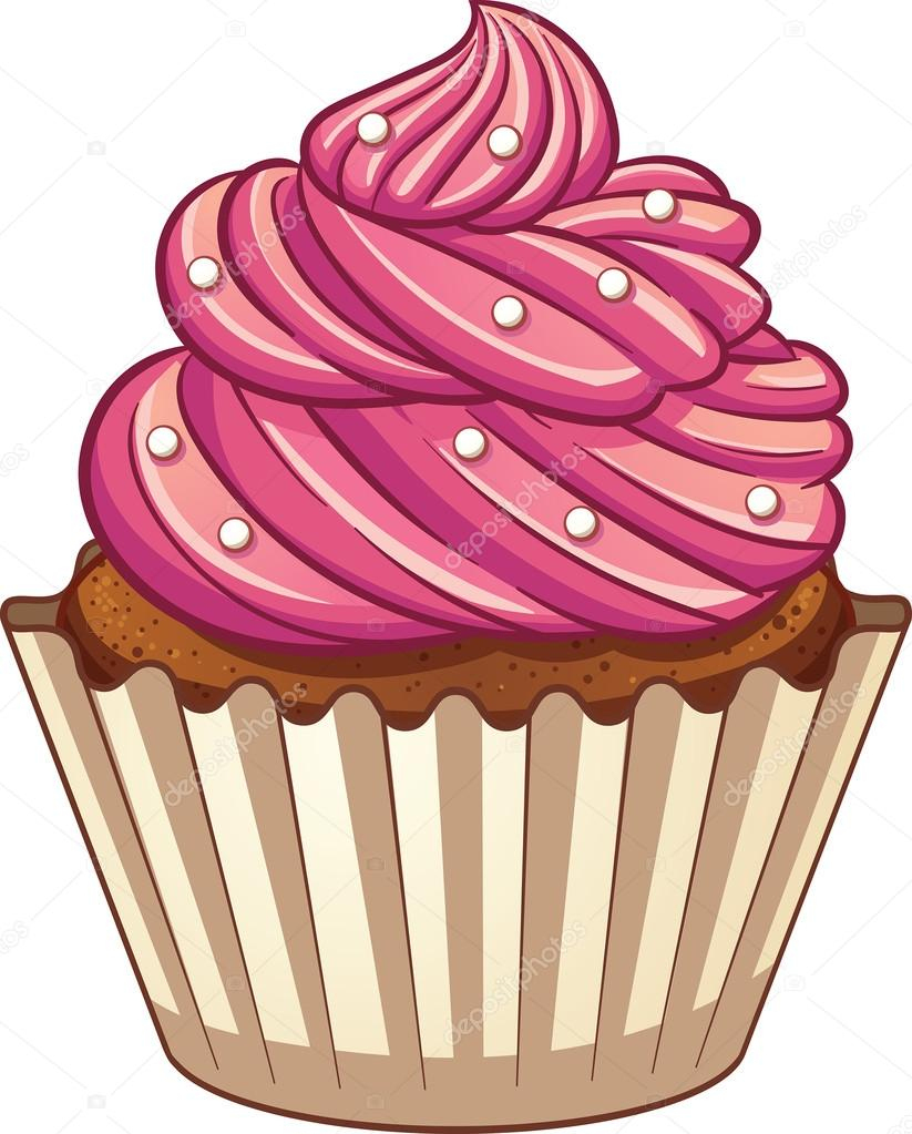 Cupcake Rose Dessin Animé — Image Vectorielle Memoangeles à Cup Cake Dessin